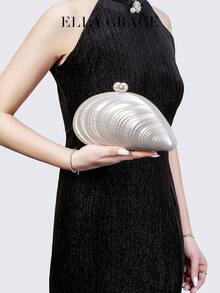 ELLA GRACE-Exquisite Bags With Shell-Inspired Designs - Distinctive Textures. Adorned With Two Pearls On Top, Stylish And Colorful - Ideal For Formal Dresses And Occasions, Also Great As Gifts For Parties, Weddings, Valentine's Day, Year-End Parties, Elegant Shell Bag,Perfect For Parties, Dinners & Banquets, Matches Wedding Dresses, Formal Wear, Prom Gowns, Birthday Outfits & Women's Party Attire