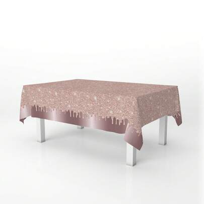 1 pieza Mantel de fiesta con brillo color oro rosa - Adecuado para el Día de San Valentín, Día del Padre, Día de la Madre, ceremonias de graduación, decoraciones de cumpleaños