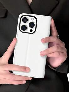 White Multifunctional Wallet-Style PU Phone Case, Compatible With IPhone 11/12/13/14/15 Pro Max, Suitable For Daily Use Wallet-Style Flip Phone Case, Compatible With Samsung Galaxy A55/A54/A53/A52/A51/A14/A15/S22/S23/S24 Ultra, Can Hold Credit Cards OnePlus N200 5G/N20/N30/Ace/Ace2/11/10 Genuine Leather Phone Case With Kickstand - White - View 6