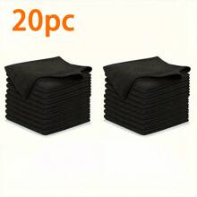 20pcs/Kitchen Towels, Microfiber Black And Light Grey Cleaning Cloth Set, Absorbent, Soft, Stain Removal Cloth For Cleaning Glass, Cooking Table, Pot, Bowl, Faucet, Range Hood, Car Wipe Cleaning Cloth, Kitchen, Bathroom, Home, Household Supplier