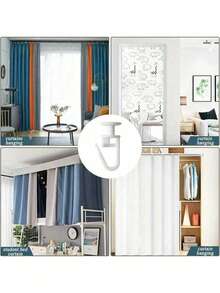 Easy-Install White Plastic Curtain Hooks - Glider ShapeFor Pencil Pleats, Contemporary Style Window Curtain Runners With Hanging Capability, Easyinstall Hooks|Sleek White Finish|Practical Design,Suitable For Caravans, Ceilings, And Shower Curtains. - Multicolor - View 5
