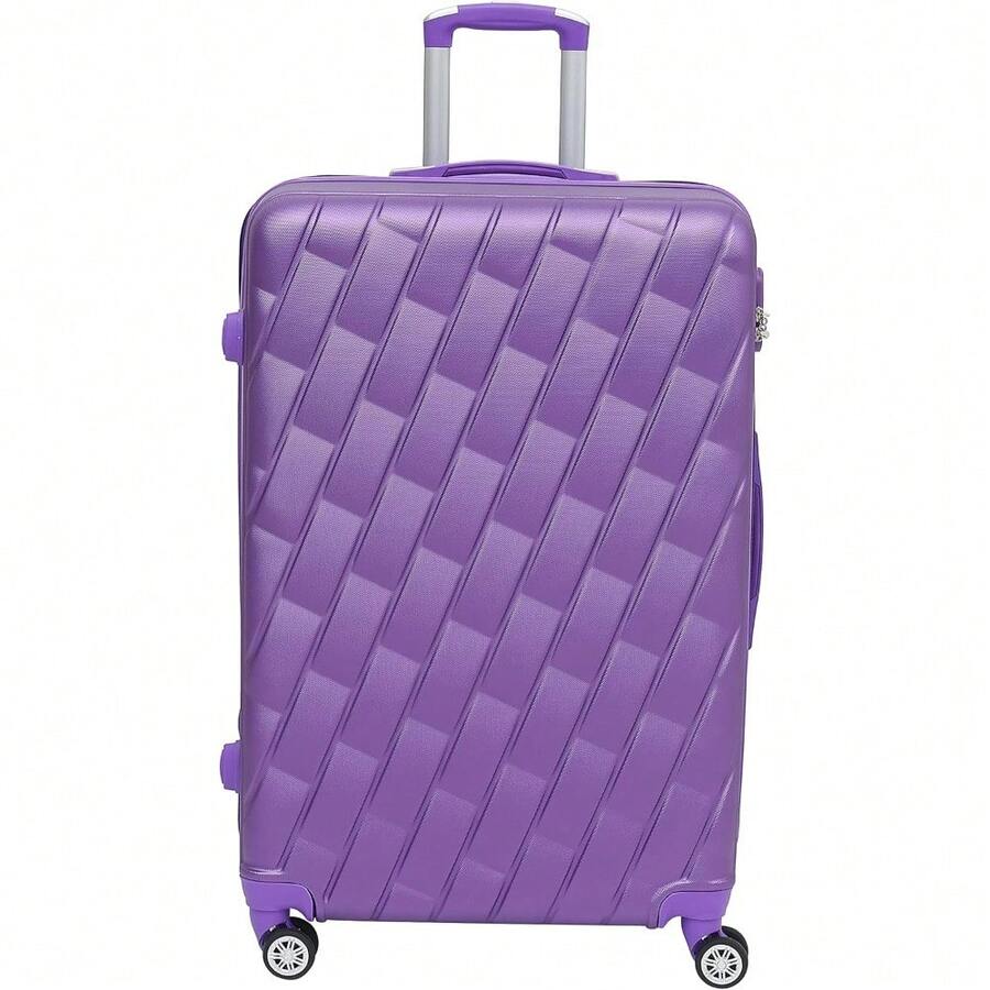 Deluxe Edition 28" Large Suitcases On 4 Wheels Lightweight Hard Shell Luggage Durable Check In Hold Luggage Built-In 3 Digit Combination - Purple - View 1