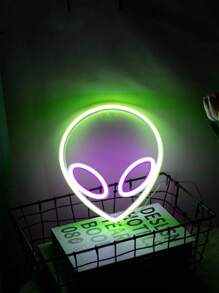 1pc Alien Neon Light, LED Atmosphere Lamp Room Decor Unique Shaped Light, Bedside Desk Decor, Decorative Ambient Light, Boy's Bedroom Decor, Memorialize Family, Or Birthday/Holiday Gift For Couples, Partner, Family, Friend - Personalized, Distinctive Ideal Present