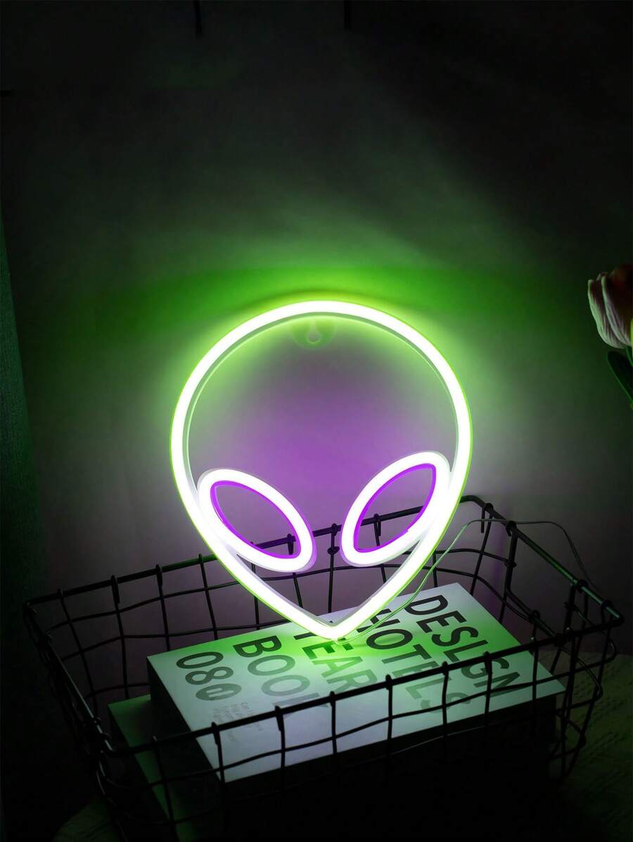 1pc Alien Neon Light, LED Atmosphere Lamp Room Decor Unique Shaped Light, Bedside Desk Decor, Decorative Ambient Light, Boy's Bedroom Decor, Memorialize Family, Or Birthday/Holiday Gift For Couples, Partner, Family, Friend - Personalized, Distinctive Ideal Present