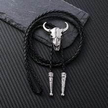 1 pieza Corbata de bolo con cabeza de buey estilo occidental hecha a mano, collar ajustable deslizante, accesorio rústico de país para fiesta, uso casual unisex para boda, fiesta, padrinos de boda, mejor opción como regalo