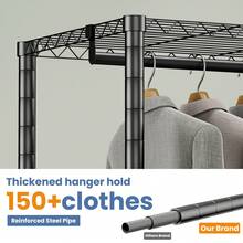 Closet Organizer Metal Garment Rack Portable Clothes Hanger Freestanding Closet Wardrobe 77"Wx 18"D X 77"H - Black - View 5