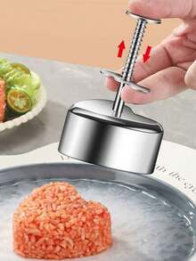 1pc Stainless Steel 304 Rice Ball/Sushi/Cake Mold Shaper, Safe Onigiri/Hamburger Patty Mold - Silver - View 6