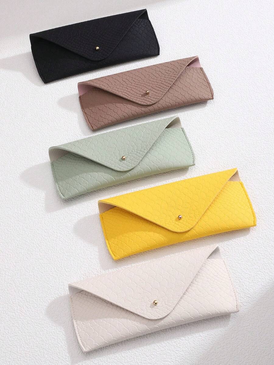 1pc Metal Studded Snake Print PU Sunglasses Case, Optical Glasses Protective Box, Suitable For Storing Various Types Of Glasses - Multicolor - View 1