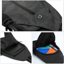 Sling-Bag Crossbody-Bag Women-Men Backpack-Daypack - Hiking Chest Travel With Water Bottle Pocket Adjustable Strap Multiple Layers Black