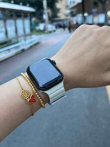 1 件男女时尚休闲磁性硅胶表带可调节防水腕带,适用于 表带 38/40/41/42/44/45/46/49 毫米,适用于 Series Ultra/SE/11/10/9/8/7/6/5/4/3/2/1,智能手表配件 - 古董白拼薄霧藍(無手錶) - 查看 4