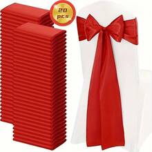 20pcs Champagne Satin Chair Sash Bows, Universal Decorative Chair Cover Ties For Wedding Reception, Washable & Reusable Chair Ribbons, Suitable For Wedding Events And Banquets