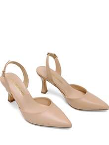 Women's High Stiletto Heels Slingback Pumps Closed Pointed Toe Party Wedding Sexy Casual Party Wedding Dress Shoes - 杏色 - 查看 2