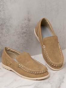 Giày lười nam phong cách Anh nhẹ và thoải mái mới cho trẻ em, giày lười đế mềm chống trượt, thích hợp cho trong nhà/ngoài trời, đám cưới, tiệc tùng, trường học, biểu diễn - Màu Khaki - Xem 1