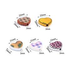 10 hạt hình trái tim họa tiết da báo kẻ caro phủ UV Acrylic, Phụ kiện trang sức tự làm, Màu sắc ngẫu nhiên - Nhiều màu - Xem 5