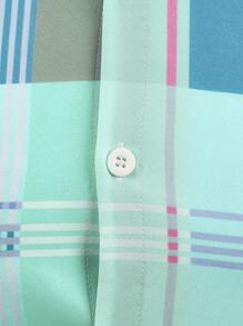 Camisa de manga corta de verano para hombre con estampado a cuadros de moda