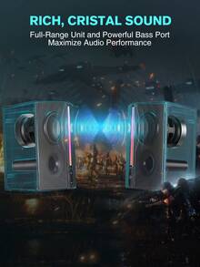 Speaker Komputer FIFINE A20, Speaker PC Berkabel dengan Pencahayaan RGB, Kontrol Volume, Didukung USB, Penguat Bass, Saklar On/Off, Lampu RGB yang Dapat Diatur, Kabel Audio 3.5mm, Cocok untuk Laptop, Monitor, Ponsel, Tablet - Hitam - View 4