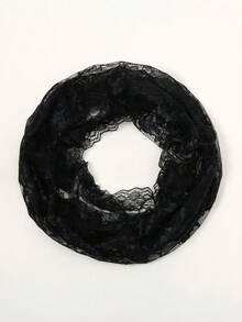 1件时尚纯色蕾丝三角头纱，轻盈花卉刺绣镂空披肩围巾，适合教堂祈祷、婚礼头纱、新娘头纱、秋季女装、情人节配饰