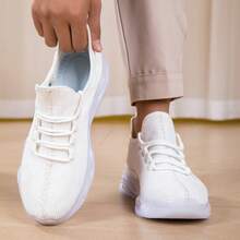 Men's Mesh Breathable Sport Running Shoes/Campus Lightweight Slip-On Casual Sneakers - White - View 2