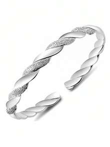 Sterling Silver Bracelet Women Love Interwoven Nailed Sand Opening Bracelet Light Luxury Simple Daily Versatile Style Women's Mother's Day Gift - Interwoven Bracelet - View 7