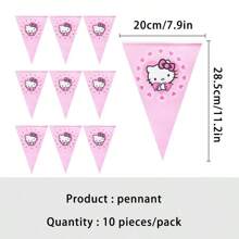Sanrio Suministros para fiestas de cumpleaños temáticas de Anime Hello Kitty en color rosa, decoraciones de Año Nuevo como banderines, bolsas de regalo, vasos, platos y pañuelos desechables de papel
