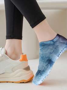 1 Pair Fashion Tie-Dye Anti-Slip Yoga Socks, Silicone Non-Slip Floor Socks, Anti-Slip Sports Fitness Socks, Dance Boat Socks, Pilates Anti-Slip Ankle Socks - Multicolor - View 4