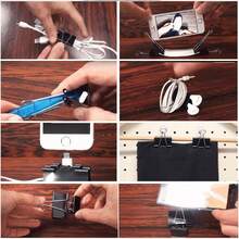 Clips para carpetas, pinzas de papel surtido en 6 tamaños: Extra grande, Grande, Mediano, Pequeño, Extra pequeño y Micro, paquete de 100 unidades (Negro), para satisfacer sus diferentes necesidades de uso - Multicolor - Ver 8