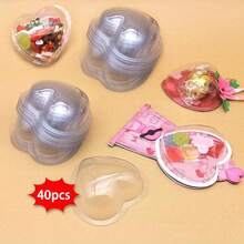 Alinacutle 20/40 piezas Portacandys de plástico con forma de corazón transparente de media cúpula para DIY, caja de regalo, San Valentín, estuche de caramelos, tarjetas de manualidades, regalos de festivales