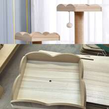 1pc brinquedo grande para gatos, suprimentos para animais de estimação, estrutura de escalada de madeira para gatos de desenho animado, brinquedo de atividade para gatos