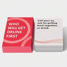 HEART BRIDGE 1 件神秘饮酒挑战派对纸牌游戏，在饮酒桌上营造热闹氛围，适合作为万圣节/圣诞节礼物，聚会、派对和饮酒之夜必备，89 张卡片 - 粉色 - 查看 9