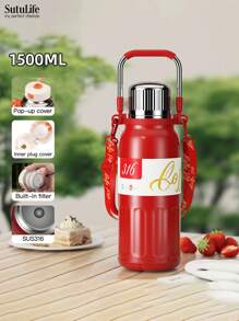 Botella de agua aislada al vacío de acero inoxidable 316, capacidad de 800ml/1000ml/1500ml, unisex, para exteriores, viajes, automóvil, portátil y de vuelta al colegio