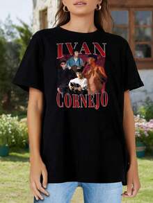Women's Ivan Cornejo Vintage Collage T-Shirt Fashion Unique Graphic Tees - Black - View 2