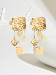 1 Pair Geometric Metal Stylish Fashion Earrings - Yellow Gold - View 2