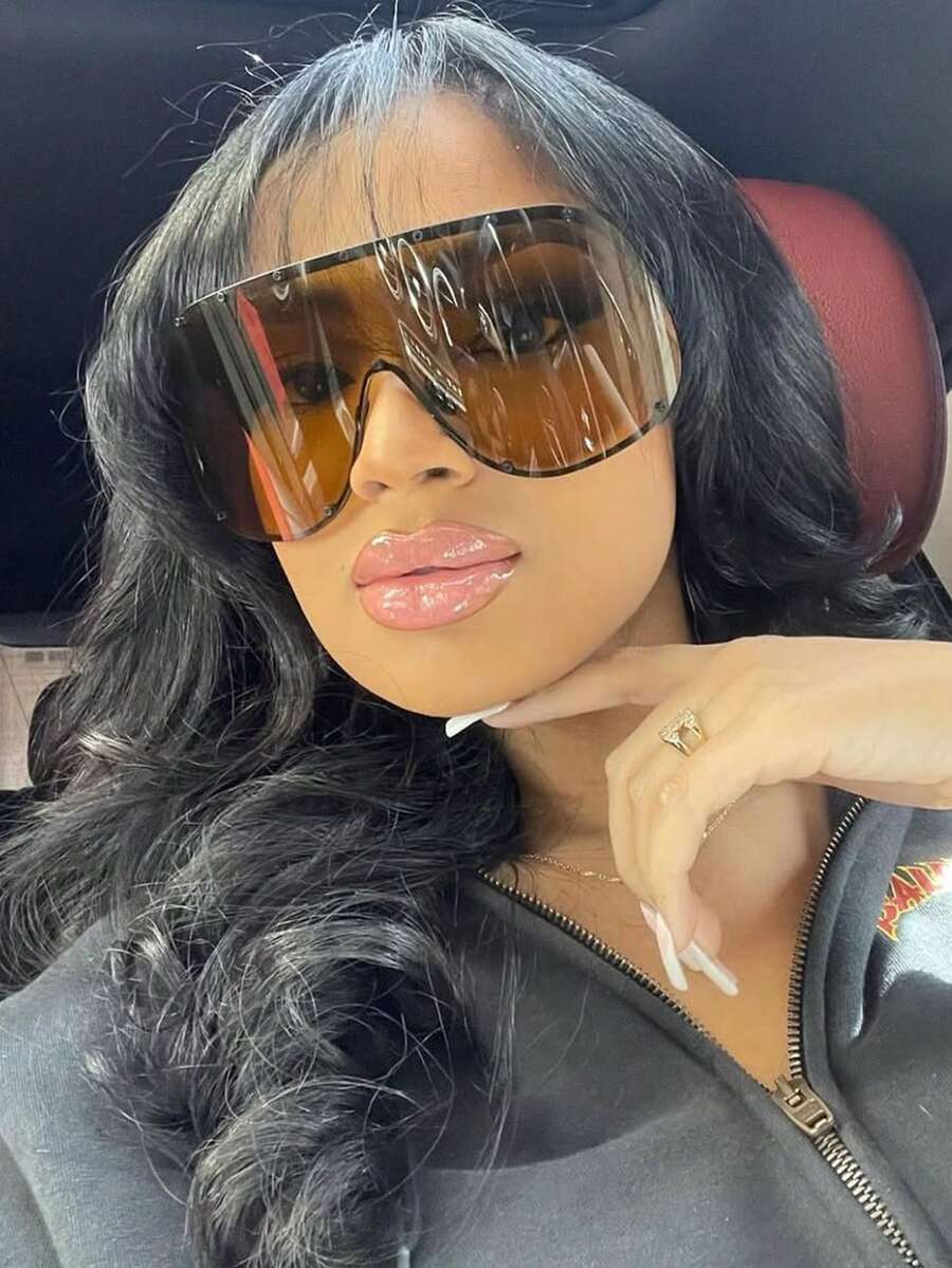 1 Cặp kính thời trang kim loại nguyên khối cỡ cực lớn, gọng màu nâu, kiểu dáng cổ điển cao cấp, có thể tùy chỉnh, phù hợp cho cả nam và nữ, lý tưởng cho đeo hàng ngày, chụp ảnh đường phố, kỳ nghỉ, du lịch, bãi biển mùa hè, các hoạt động ngoài trời và các chuyến đi.