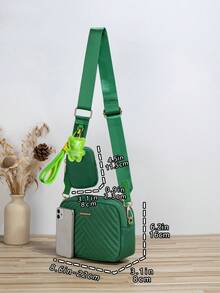 1 Set 2pcs Crossbody Bag With Coin Purse & Pendant - Army Green - View 4