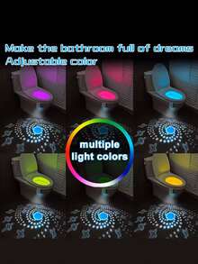 1/2pcs RGB Motion Sensor Toilet Light, LED Toilet Projector Light, USB Rechargeable Night Light, Color Changing Toilet Night Light - LED Bathroom Accessories For Home Bathroom Decoration - White - View 7