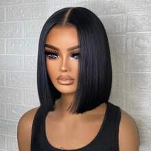 8-16inch Transparent Lace Front Wigs Bob Wig Human Hair Straight Peruvian Human Hair 150% Density 4x4 Lace Closure Short Bob Wigs For Women Pre Plucked With Baby Hair Natural Color