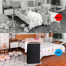 Faltbarer schmaler Wäschekorb mit Deckel, Wäschekorb mit großem Fassungsvermögen, tragbarer Wäschekorb mit Griffen zur Aufbewahrung schmutziger Kleidung, T-Shirts, Hemden und anderer Gegenstände für Badezimmer, Wohnzimmer und Waschküche, multifunktionaler Wäschekorb, Wäschekorb Badezimmer-Aufbewahrungskorb, Korb, Aufbewahrungskorb, faltbarer Wäschekorb - Schwarz - Übersicht 7