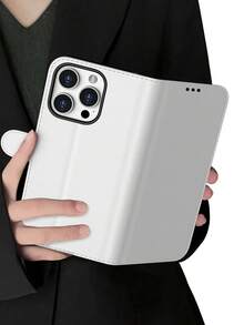 White Multifunctional Wallet-Style PU Phone Case, Compatible With IPhone 11/12/13/14/15 Pro Max, Suitable For Daily Use Wallet-Style Flip Phone Case, Compatible With Samsung Galaxy A55/A54/A53/A52/A51/A14/A15/S22/S23/S24 Ultra, Can Hold Credit Cards OnePlus N200 5G/N20/N30/Ace/Ace2/11/10 Genuine Leather Phone Case With Kickstand - White - View 2