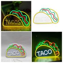 1 Pc 14.96x 9.84in Neon Light Taco Text And Pattern Multicolor Wall Sign Decoration For Restaurant Bar Party Home Festival Atmosphere LED Night Light Hanging Decor For Kitchen Cafe Shop Event Celebration - Multicolor 2 - View 3