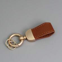 1pc Customized Text PU Leather Distinctive French Couple Keychain, Fits All Vehicles, Gold-Plated Hardware, Fashion Accessory, Cute Keyring