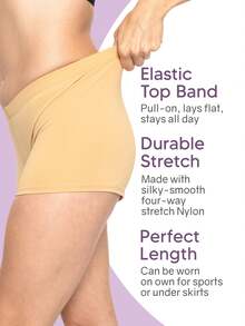 STRETCH IS COMFORT Women's And Plus Size Nylon Booty Shorts | Small - 3X - Black - View 5