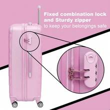 Deluxe Edition 28" Large Suitcases On 4 Wheels Lightweight Hard Shell Luggage Durable Check In Hold Luggage Built-In 3 Digit Combination - Pink - View 4
