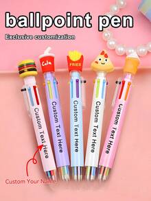 6-Color Customized Personalized Ballpoint Pen, 6-In-1 Multicolor Pen, Cartoon Multicolor Neutral Pen, Simple Portable Multifunctional Writing Pen, Cute Retractable Nurse Pen, Colorful Stationery Pen For Students And Office, Can Customize Your Name And Text, Suitable For Diary, Writing Supplies, Ideal For Mother's Day, Birthday, Teacher's Day, Christmas, Halloween Gifts,Office & School Supplies,Xmas Decoration,Smooth Writing Pen - Six-color Push Ballpoint Pen Type a - View 14