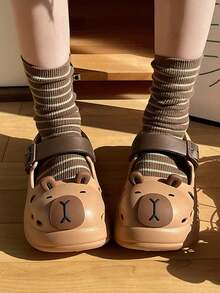 Panda, Capybara Breathable Sandals, Women Outdoor Anti-Slip Slides, Slip-On Casual Sandals For Couples, Cartoon Cute Closed Toe Beach Slippers For Women, Summer - Coffee - View 10