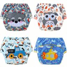 4 pièces de couches d'entraînement imperméables avec protection anti-fuite, lavables, douces, respirantes et absorbantes. Sous-vêtements pour bébés/tout-petits filles avec motif brodé, excellent cadeau pour les enfants