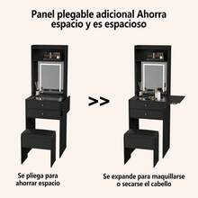 Vanity Table With 3 Adjustable Lighted Mirrors, Vanity Set For Small Spaces, Dressing Table With Folding Panel For Bedroom - Black - View 8