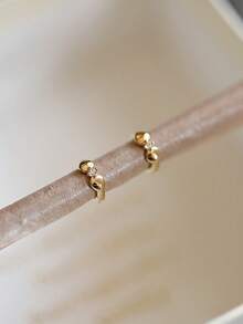 GAGAFEEL 1对925纯银时尚优雅可爱迷你叶子锆石耳夹耳环，适合女性日常佩戴、派对、友情礼物 - 金色 - 查看 6