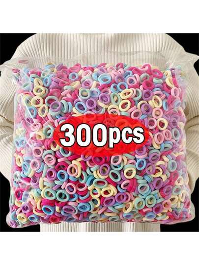 300 Peças De Amarradores De Cabelo Para Bebês Meninas, Tamanho Pequeno, Elásticos Para Bebês, Crianças Pequenas, Faixas De Cabelo Coloridas, Prendedores Elásticos De Rabo De Cavalo