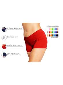 STRETCH IS COMFORT Women's And Plus Size Nylon Booty Shorts | Small - 3X - Red - View 8