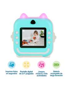 Shimy Kids Instant Print Camera With 3 Rolls Of Paper - Blue - View 2